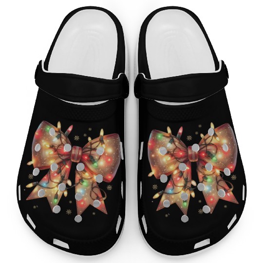 Christmas Light Coquette Bow Clogs