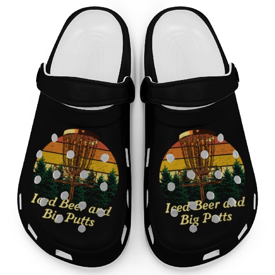 Iced Beer and Big Putts Disc Golf Beer Lover Golfe Clogs