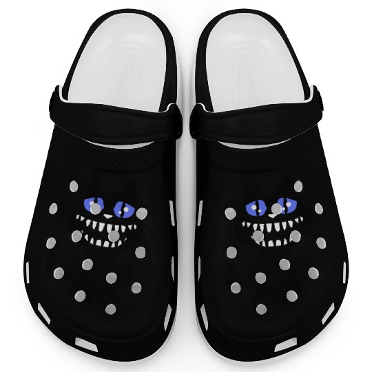 Funny Crazy Monster Cat Halloween Horror Teeth Fun Clogs