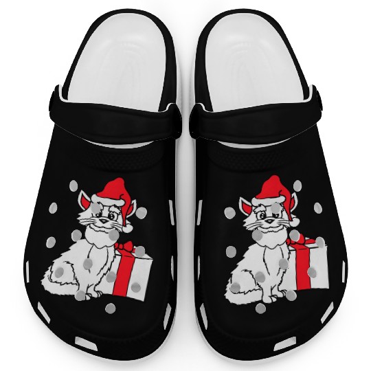 Cute Santa Claus Cat Winter Hat Fun Christmas Gift Clogs