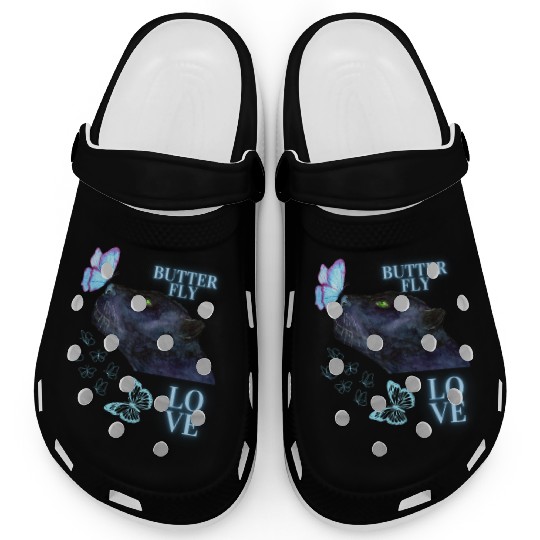 black panther lover butterfly Clogs