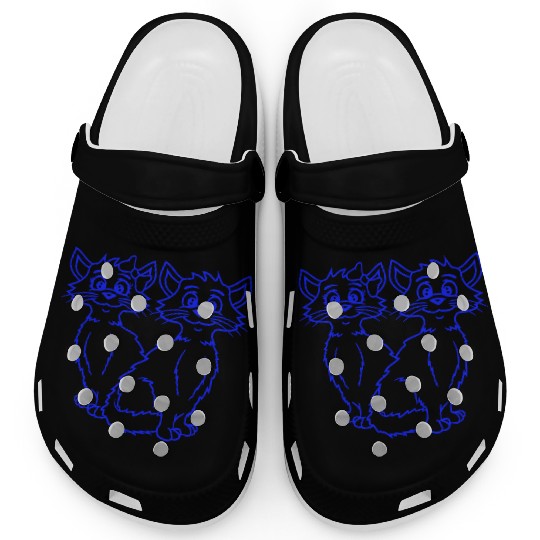 Two Cats 2 Romantic Love Valentine's Day Couple Clogs