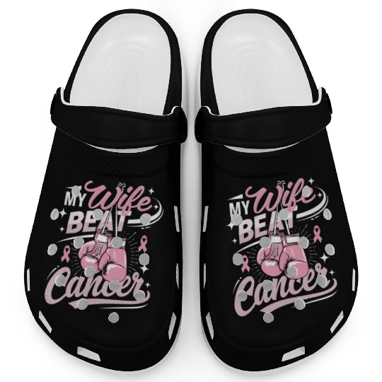 My Wife Beat Cancer Breast Cancer Awareness Clogs