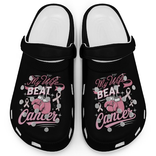 My Wife Beat Cancer Breast Cancer Awareness Clogs