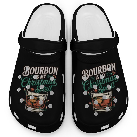 Bourbon Is My Christmas Spirit Festive Design Clogs