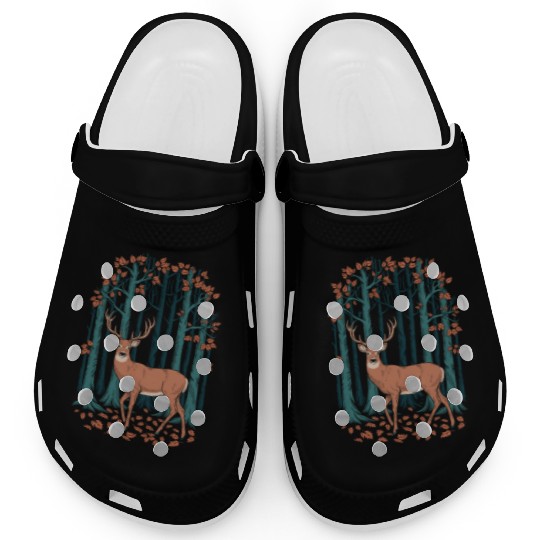 Cottagecore Deer and Autumn Forest Scene Clogs