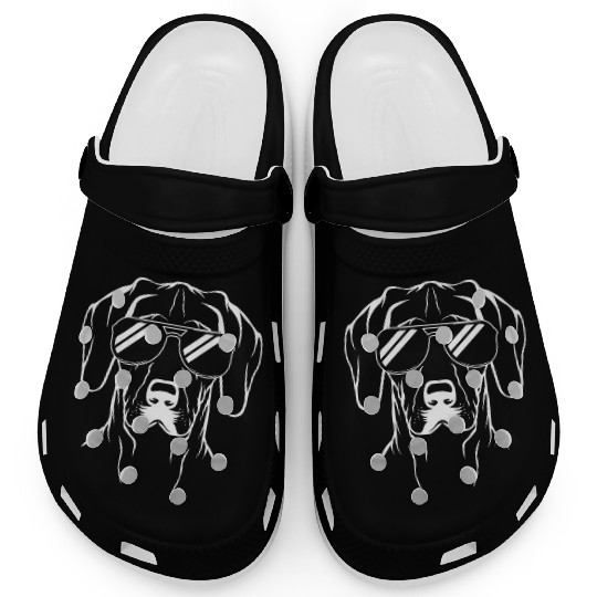 German Shorthaired Pointer Dog Wearing Glasses Clogs