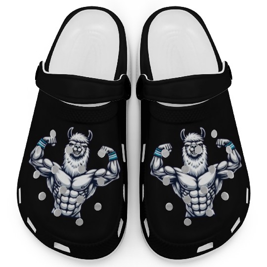 Strong muscular llama alpaca fitness bodybuilder Clogs