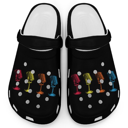 Retro Microphone Pop Art Colorful Clogs