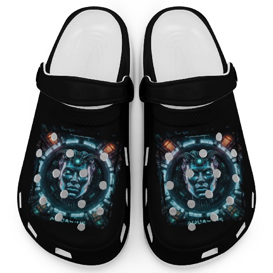 Zodiac sign Aquarius in cyberpunk era Future Clogs