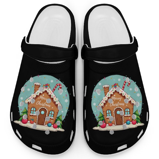 Cute Gingerbread House Merry Christmas Design Clogs
