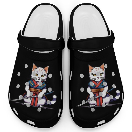 Pixel Samurai Cat Warrior Clogs