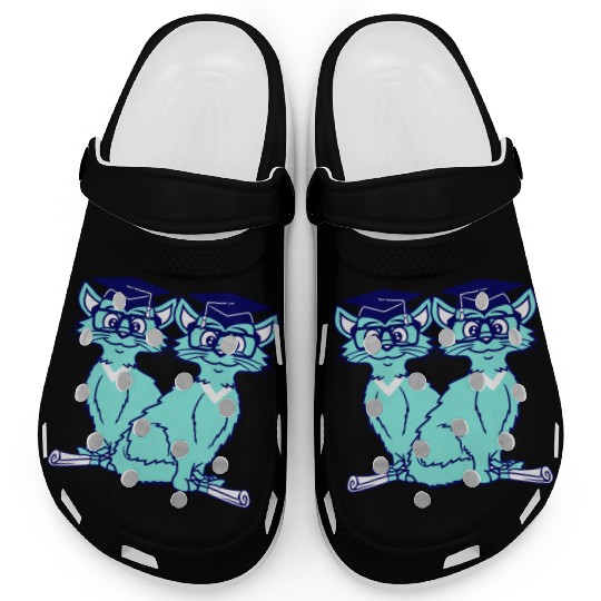 2 Cats College Degree School-Leaving Certificate Clogs