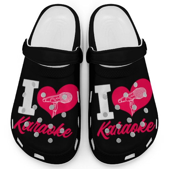 I Love Karaoke Microphone Heart Clogs