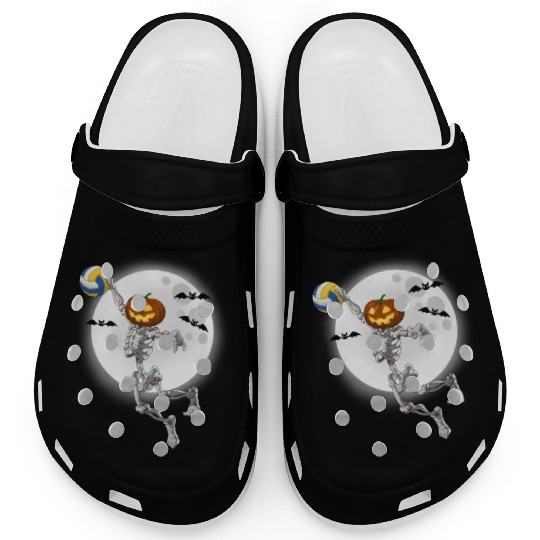 Volleyball Skeleton Volleyball Player Halloween Clogs
