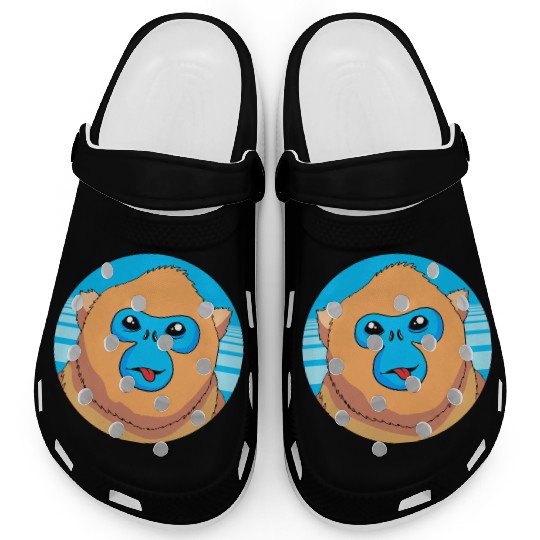 Monkey Lover Cute Snub Nosed Monkey Face Clogs