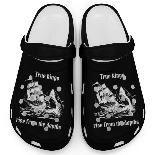 Shark and pirate ship, true kings, ocean, depths Clogs
