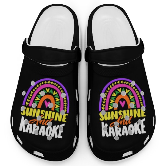 Sun And Karaoke Rainbow Heart Clogs
