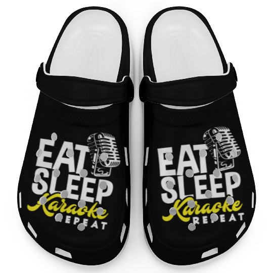Eat Sleep Karaoke Repeat Microphone Music Clogs