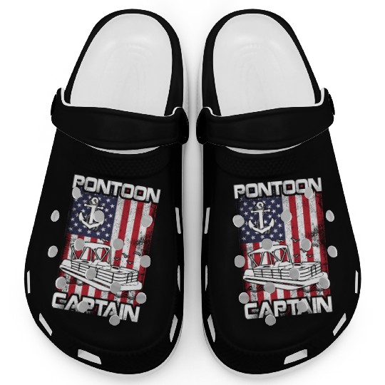 Pontoon Captain Patriotic 4th of July Family Clogs