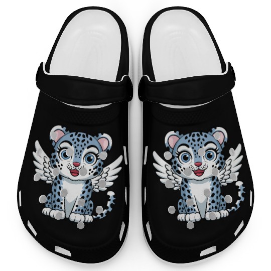Blue tiger cat with angel wings dreamlike Clogs