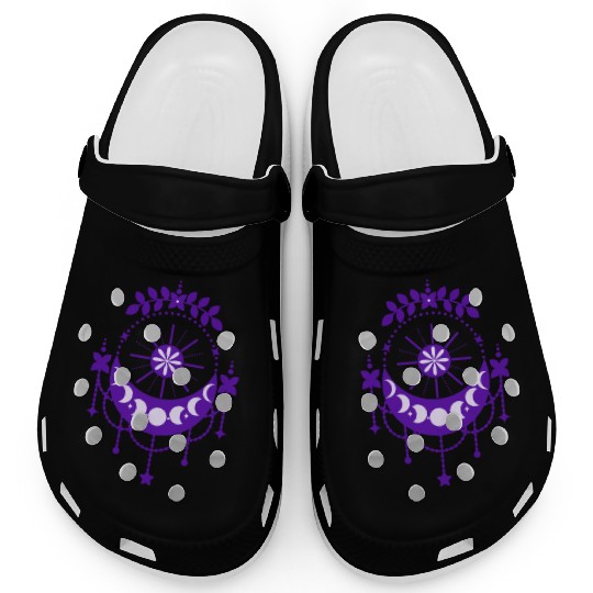 Moon Phase & Purple Flowers Gift for women Clogs