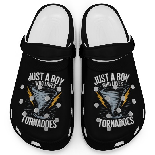 Just a Boy Who Loves Tornadoes Lightning and Storm Clogs