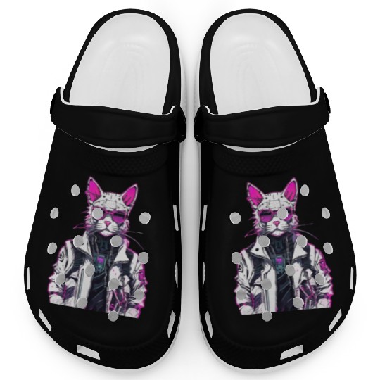 Cyberpunk Cat: Neon Outlaw Clogs