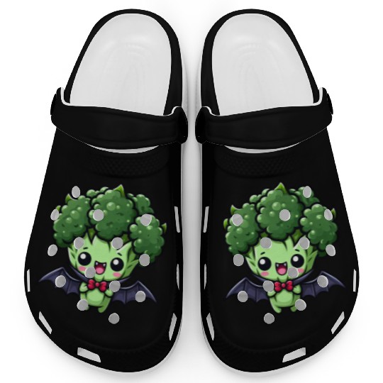 Cute Halloween Broccoli Vampire Cartoon Clogs