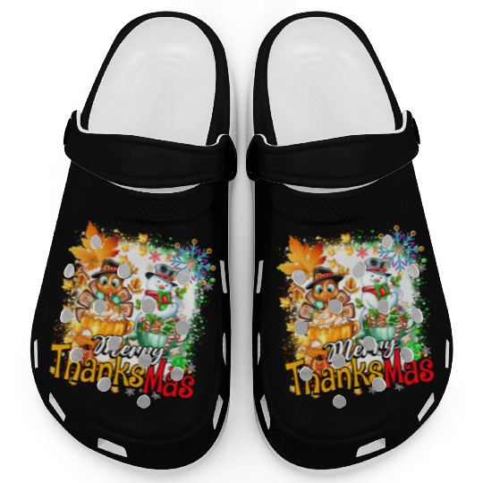 Merry Thanksmas Turkey Snowman Coffee latte cup Clogs