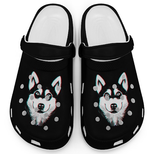 Dog Lover Vintage Siberian Husky Dog Face Clogs