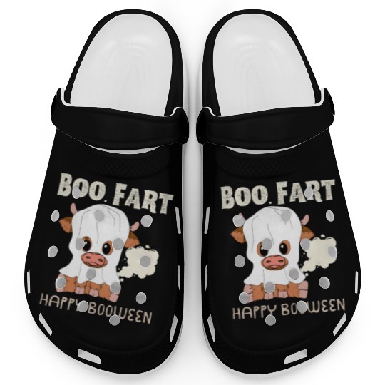 Happy booween boo fart funny halloween.Cute cow Clogs
