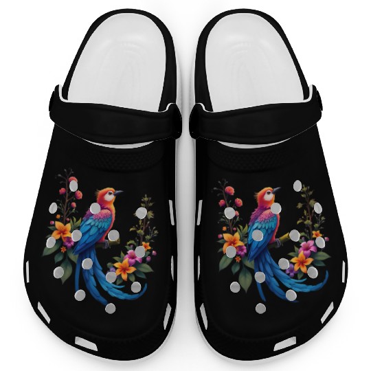 Fantastical Bird Of Paradise Painting Clogs