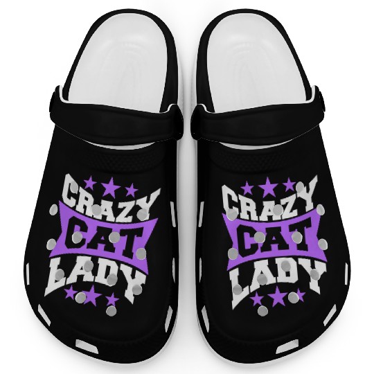 Crazy Cat Lady Text Love Saying Quote Weird Woman Clogs
