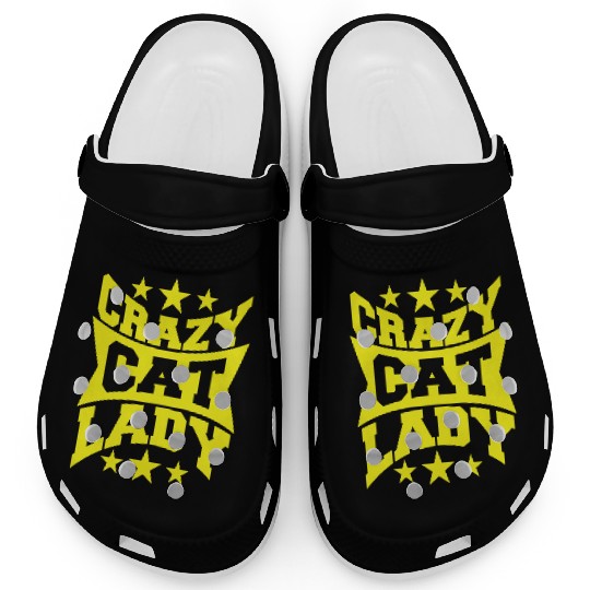 Crazy Cat Lady Text Love Saying Quote Weird Woman Clogs