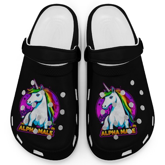 Alpha male LGBT unicorn Halloween Neon Colors Clogs
