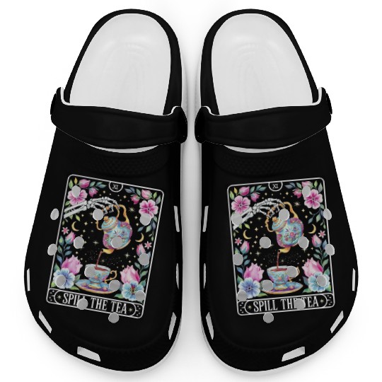 tarot card Spill the Tea skeleton halloween match Clogs