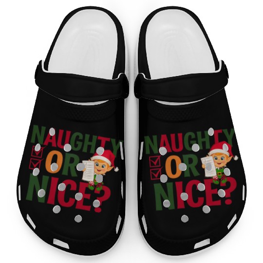 Naughty or Nice Elf Checklist Christmas Fun Clogs