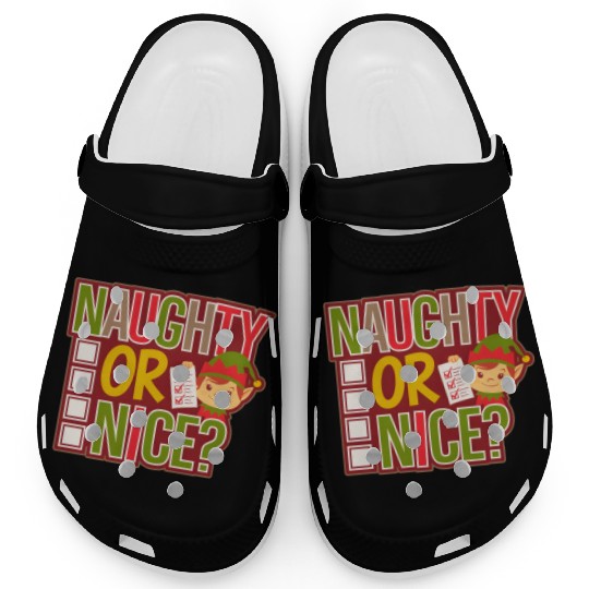 Playful Elf Naughty or Nice Holiday Fun Clogs