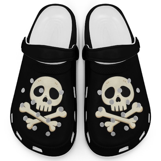 Cartoon skull and crossbones Clogs