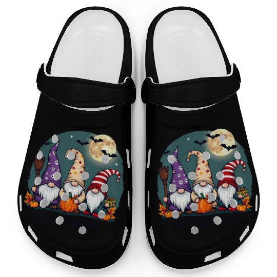 Happy Hallothanksmas Gnomes Celebration with Bats Clogs