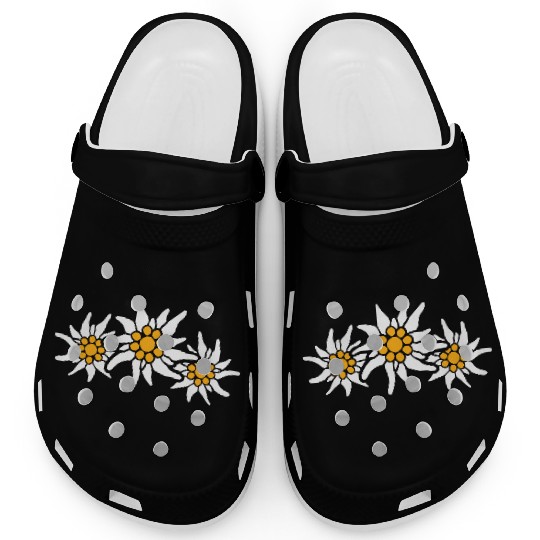 White Alps Edelweiss Flower Mountain Hiking Flower Clogs