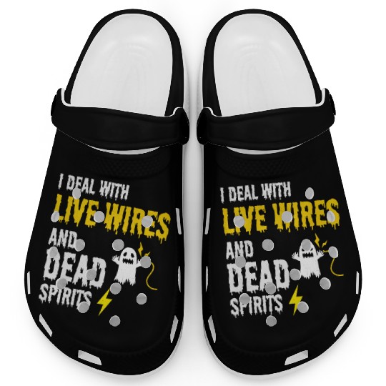 Electrician Halloween Humor Live Wires Dead Ghost Clogs