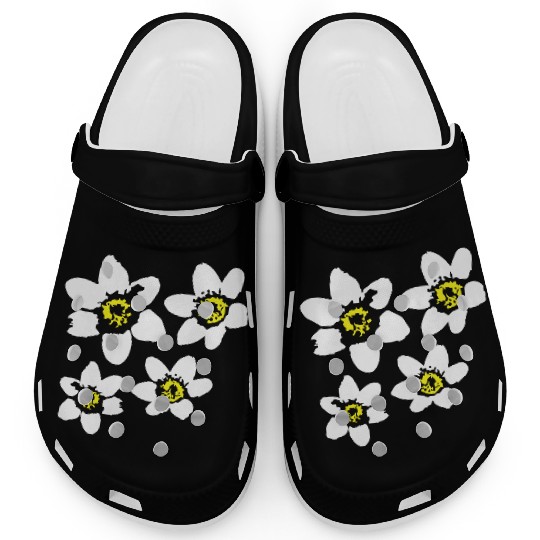 Beautiful White Daisies Flowers Spring Summer Fun Clogs