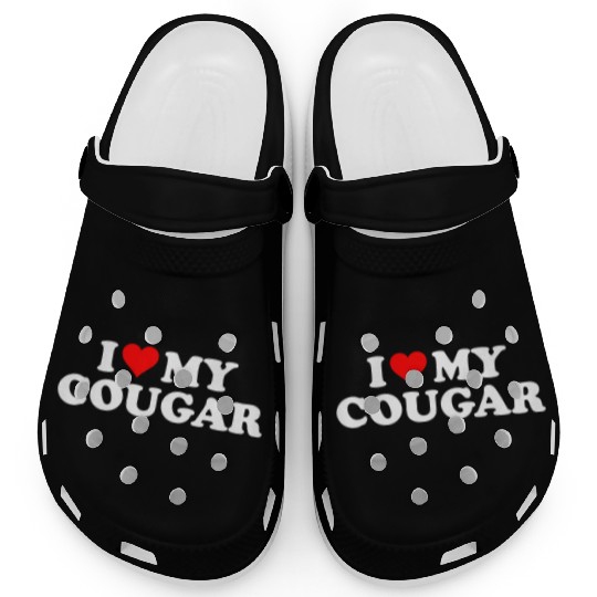 I Love Cougars Cougar Humor Valentine's Day 3BK1 Clogs