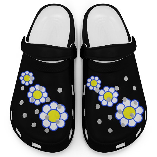 3 White Daisies Flowers Spring Summer Pretty Clogs