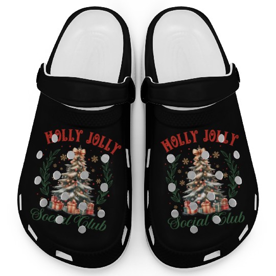 Holly Jolly Soociial Clubb Chrsitmas Clogs