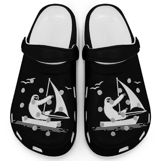 Sloth Sailboat Sailing Minimalist Silhouette Clogs