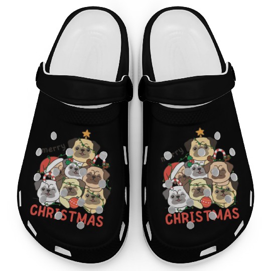 Pug Christmas Tree Merry Christmas Clogs