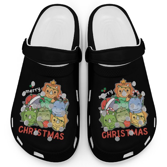Dinosaur Christmas Tree Merry Christmas Clogs